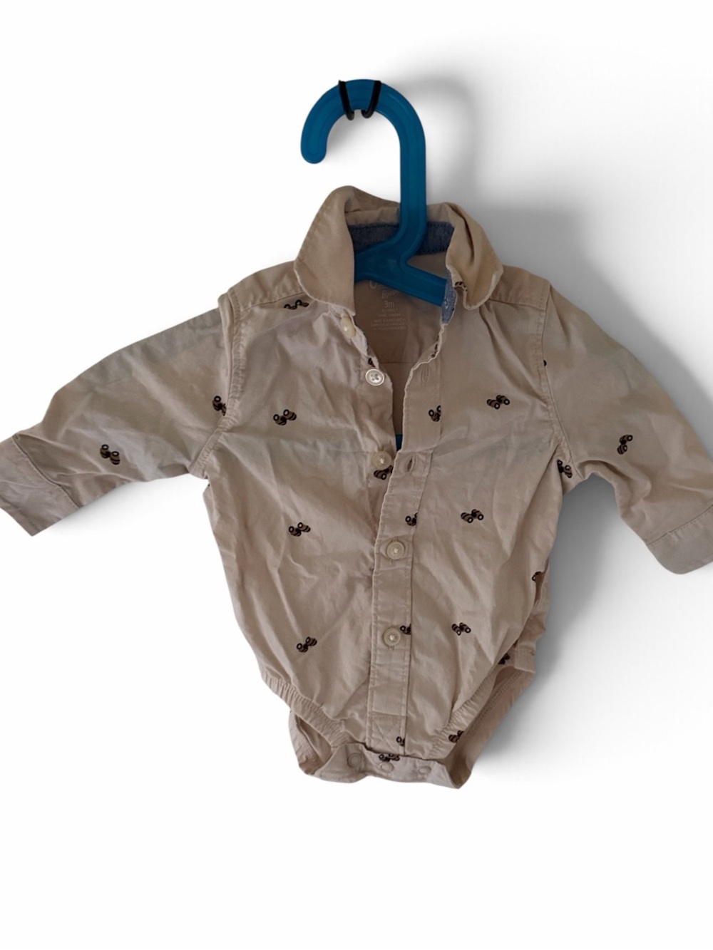 OshKosh B'gosh Beige Button-Up One-Piece with Car Print